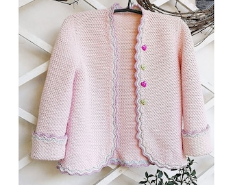 Sophie's Sunday Cardi - 3-6 years - Crochet Pattern DIY - Instant Download Pdf.