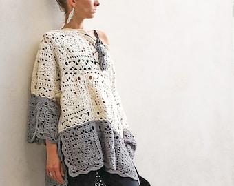 Ravenna Poncho-Sweater  - Crochet Pattern - Instant Download Pdf