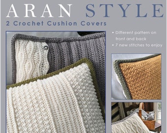 E-BOOK Aran Style Chushion Cover X 2 - Crochet patterns DIY - Instant Download Pdf