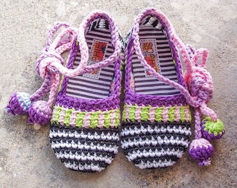 Happy Scrap Girl Slippers - Crochet Pattern - Instant Download Pdf