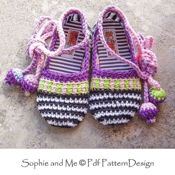 Happy Scrap Girl Slippers - Crochet Pattern - Instant Download Pdf