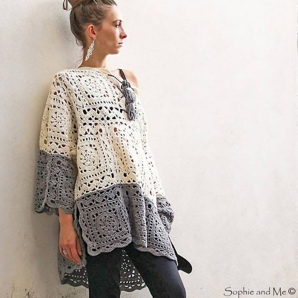 Ravenna Poncho-Sweater  - Crochet Pattern - Instant Download Pdf