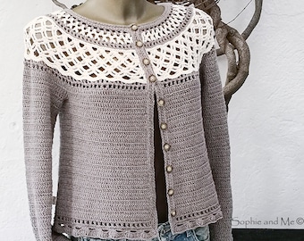 Portobello Cardigan Crochet Pattern DIY - Instant Download Pdf doc.