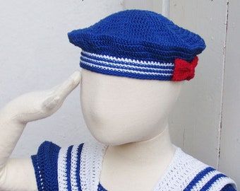 SAILOR HAT with Red Bow - Crochet Pattern - Instant Download