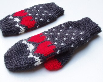 Snow Heart Mittens and Fingerless Gloves - Crochet Pattern - Instant Download