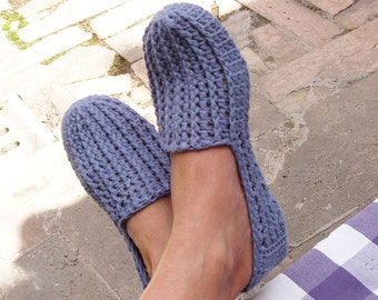 Denim ribbed Loafers - CROCHET PATTERN - Instant Download