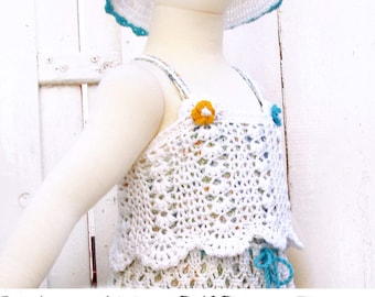 White Lace Camisole with flowers - Crochet Pattern - Instant Download Pdf