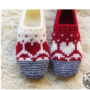 Snow Heart Slippers CROCHET PATTERN Instant Download PDF image 4