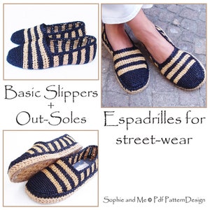 E-Book for Raffia Black & Tan Slipper-Espadrilles - included Customized DOOR-MAT-Soles for street-wear - Instant Download Pdf