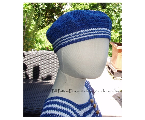 SAILOR HAT With Red Bow Crochet Pattern 
