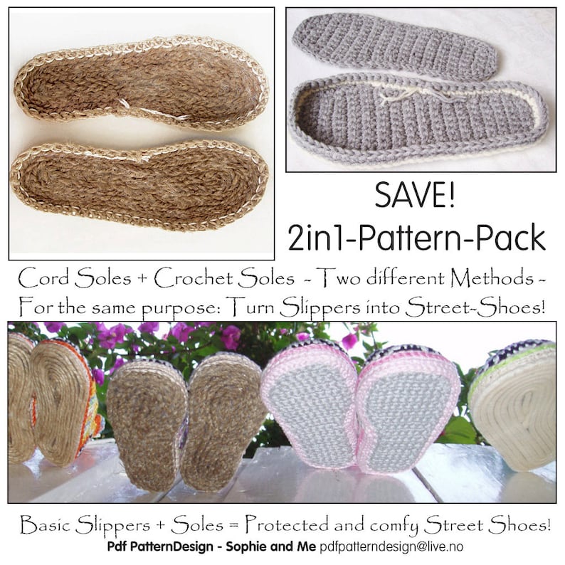 OUTSOLES for Slippers DIY - Tutorial/pattern for Cord-soles + Crochet ...
