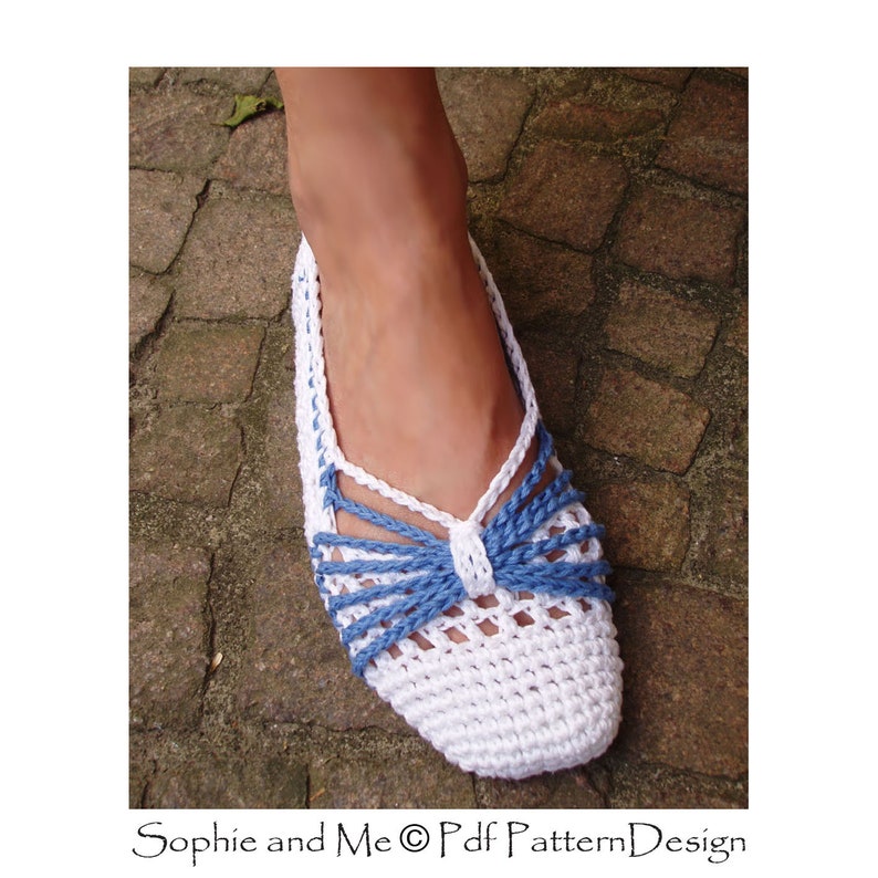 Blue Bow Slippers Crochet Pattern Instant Download Pdf image 2