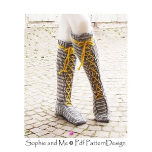 Knee-High Laced Socks Crochet Pattern Instant Download image 8