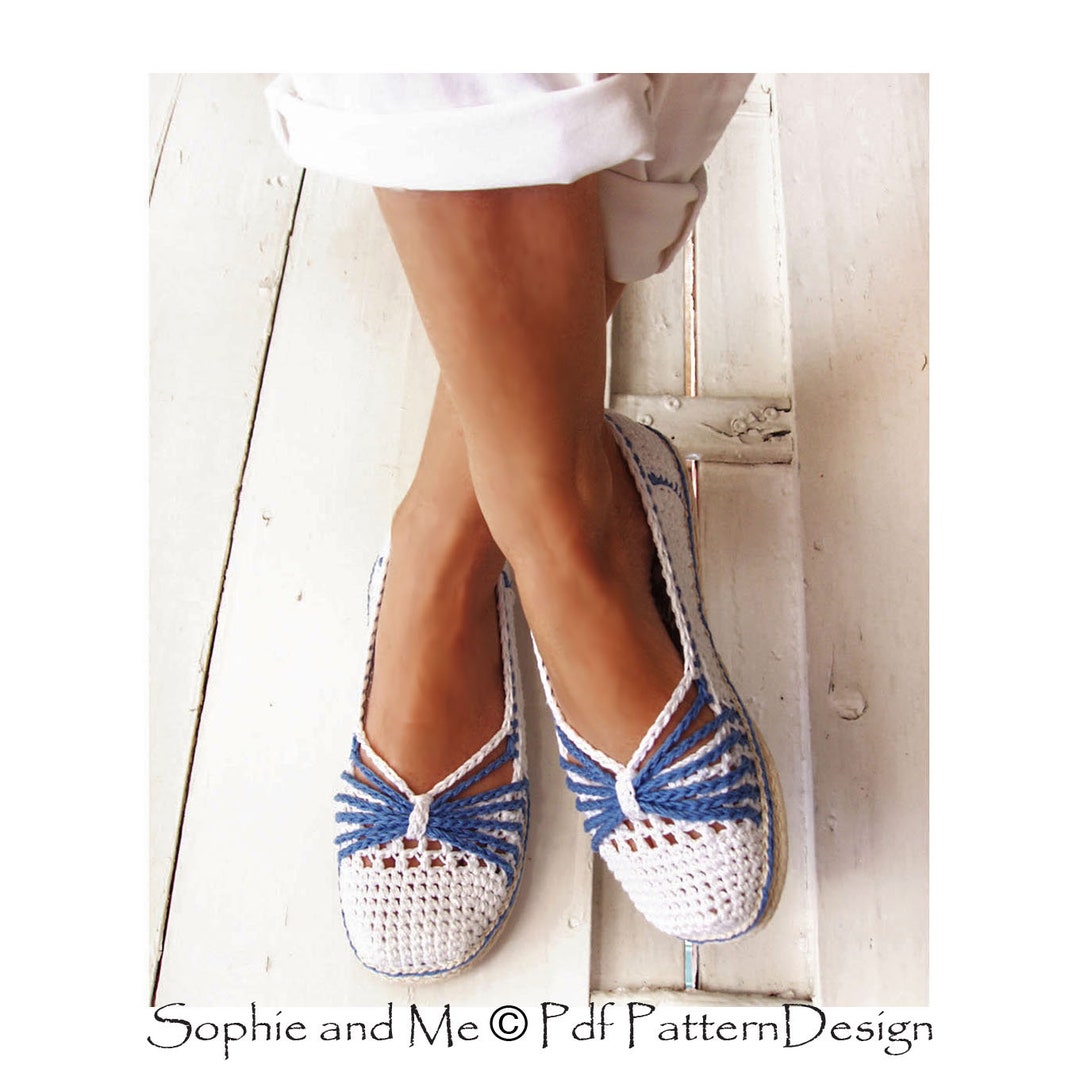 Blue Bow Slippers Crochet Pattern Instant Download Pdf Etsy