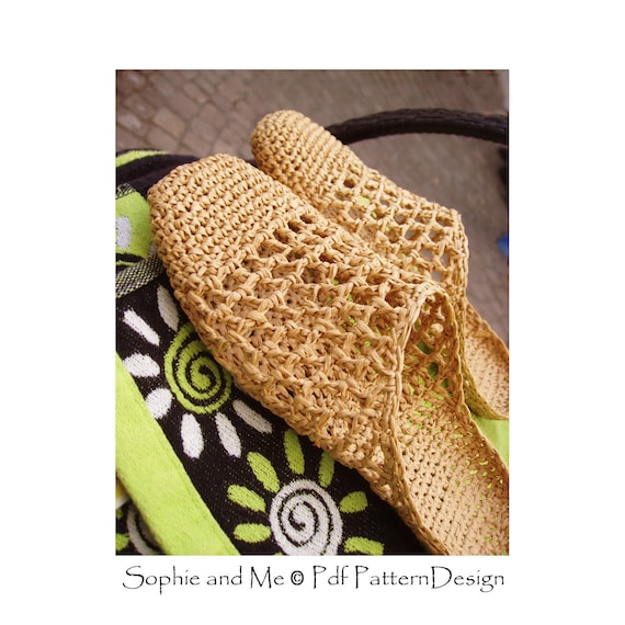 Crochet Sandal pattern DIY- Raffia Slip-Ins- Instant Download PDF pattern