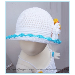 Sun Hat with Bow or Flowers Baby to Adult Crochet Pattern Instant Download Pdf image 4