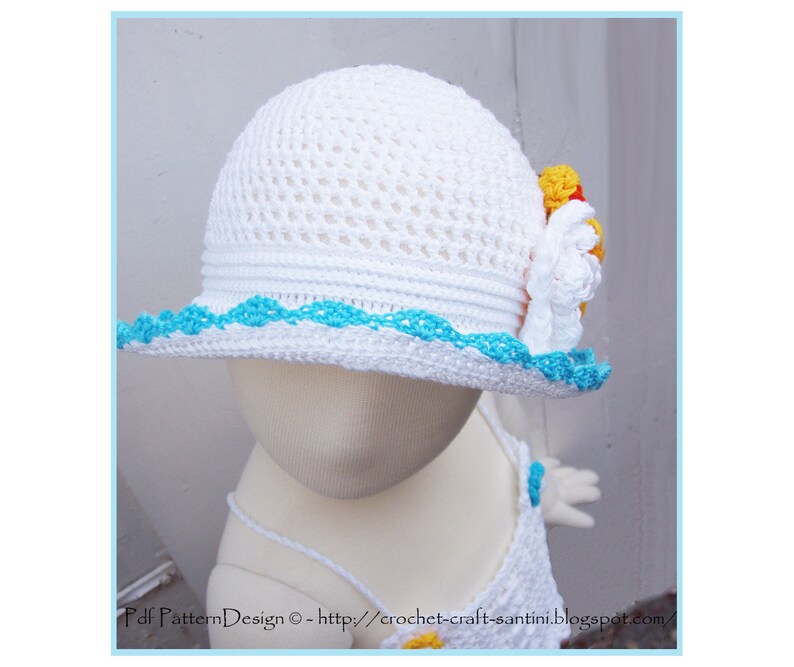 Sun Hat with Bow or Flowers Baby to Adult Crochet Pattern Instant Download Pdf image 4