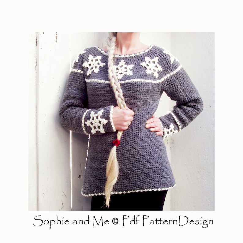 Nordic Snowflake Sweater Crochet Pattern Instant Download Pdf image 2
