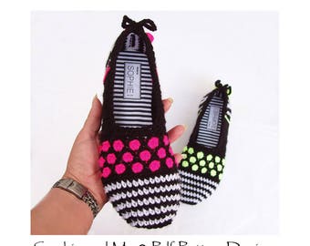 Gems and Stripes Slippers - Crochet Pattern - Instant Download Pdf