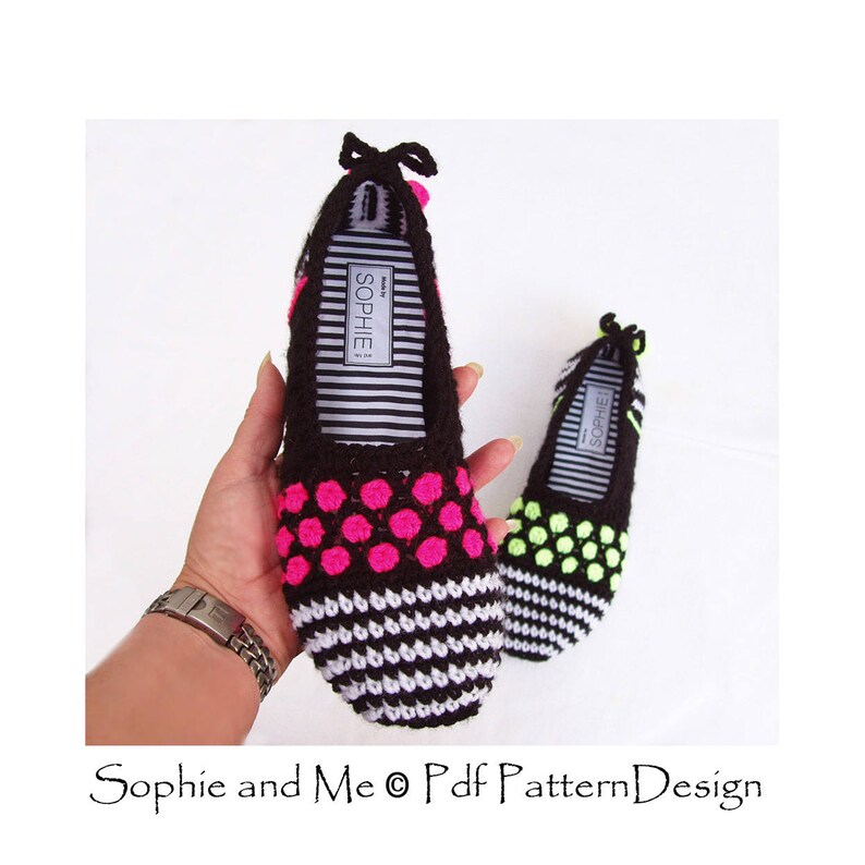 Gems and Stripes Slippers Crochet Pattern Instant Download Pdf image 1