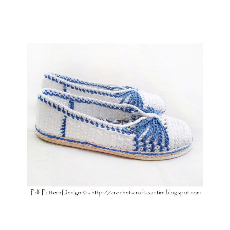 Blue Bow Slippers Crochet Pattern Instant Download Pdf image 9