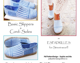 E-BOOK for Canvas Striped Slippers - Included Tailored CORD-Soles  - Instant Download