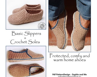 E-BOOK for Crochet-Knit Casual Slippers, included CROCHET-Soles - Instant Download Pdf
