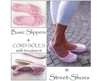 E-BOOK para zapatillas Lacey Sling-Back- crochet con CORD-Soles - Descarga instantánea Pdf