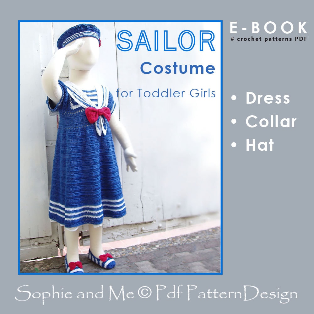 SAILOR COLLAR Crochet Pattern With Red Bow for Nautical Dress Etsy
