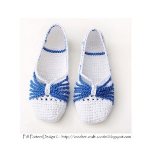 Blue Bow Slippers Crochet Pattern Instant Download Pdf image 3