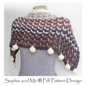 Arctic Shawl with Pom-Poms Crochet pattern Instant Download Pdf image 6