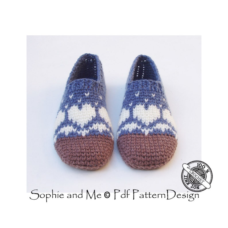 Snow Heart Slippers CROCHET PATTERN Instant Download PDF image 2