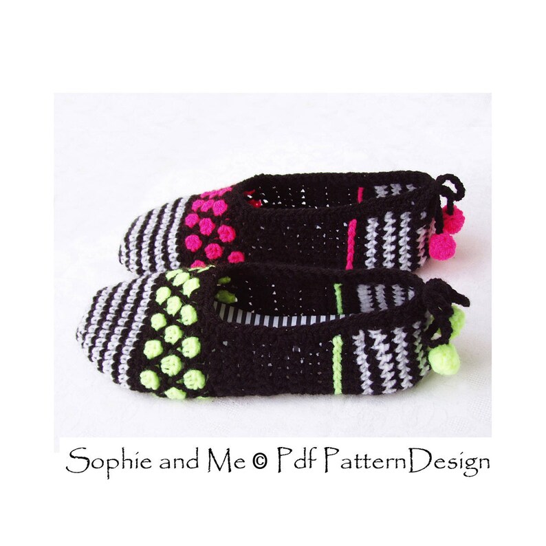 Gems and Stripes Slippers Crochet Pattern Instant Download Pdf image 4