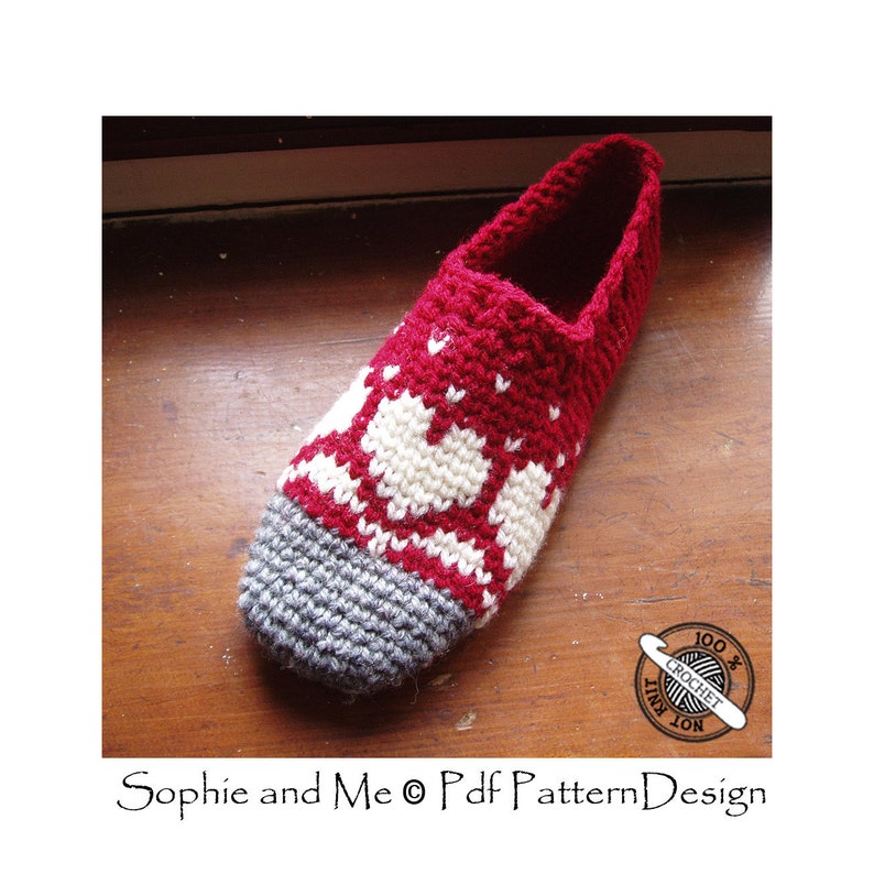 Snow Heart Slippers CROCHET PATTERN Instant Download PDF image 1