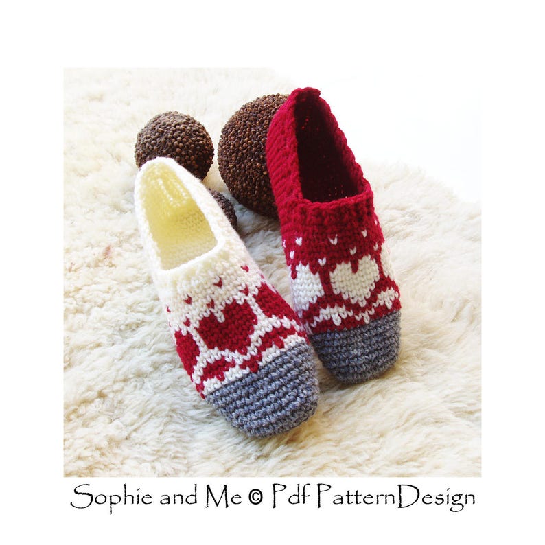 Snow Heart Slippers CROCHET PATTERN Instant Download PDF image 7