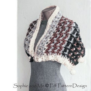 Arctic Shawl with Pom-Poms Crochet pattern Instant Download Pdf image 3