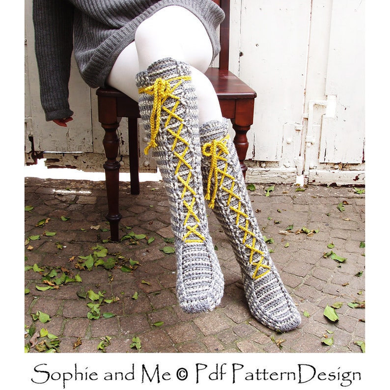 Knee-High Laced Socks Crochet Pattern Instant Download image 1