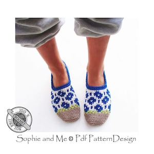 Spring Flower Slippers Crochet Pattern Instant Download Pdf image 1