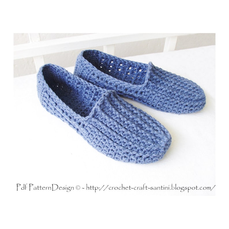 Denim ribbed Loafers CROCHET PATTERN Instant Download image 2