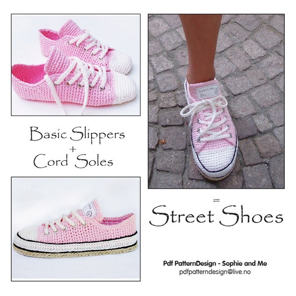 E-Book for Sneaker Classic Crochet Slippers - and Customized CORD-Soles - 2 patterns. Instant Download