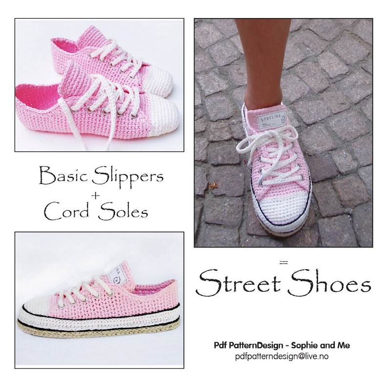 E-Book for Sneaker Classic Crochet Slippers and Customized CORD-Soles 2 patterns. Instant Download image 1