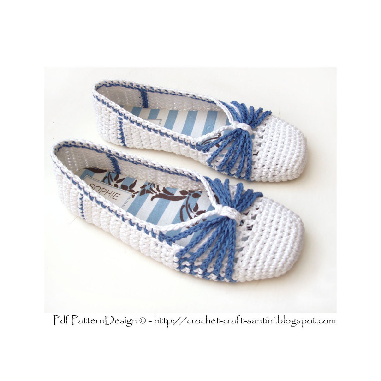 Blue Bow Slippers Crochet Pattern Instant Download Pdf Etsy