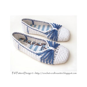 Blue Bow Slippers Crochet Pattern Instant Download Pdf image 5