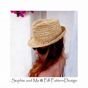 Raffia Hat - Fedora- or Stetson-Style Sun-Hat- Crochet Pattern - Instant Download