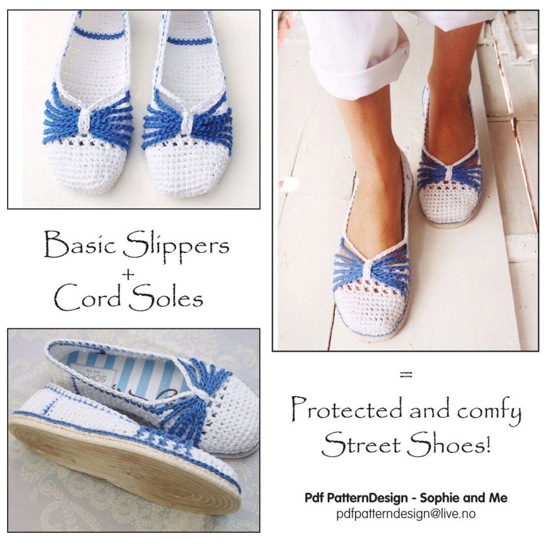 EBOOK for Blue Bow Slippers Crochet Pattern Included Tailored Cord