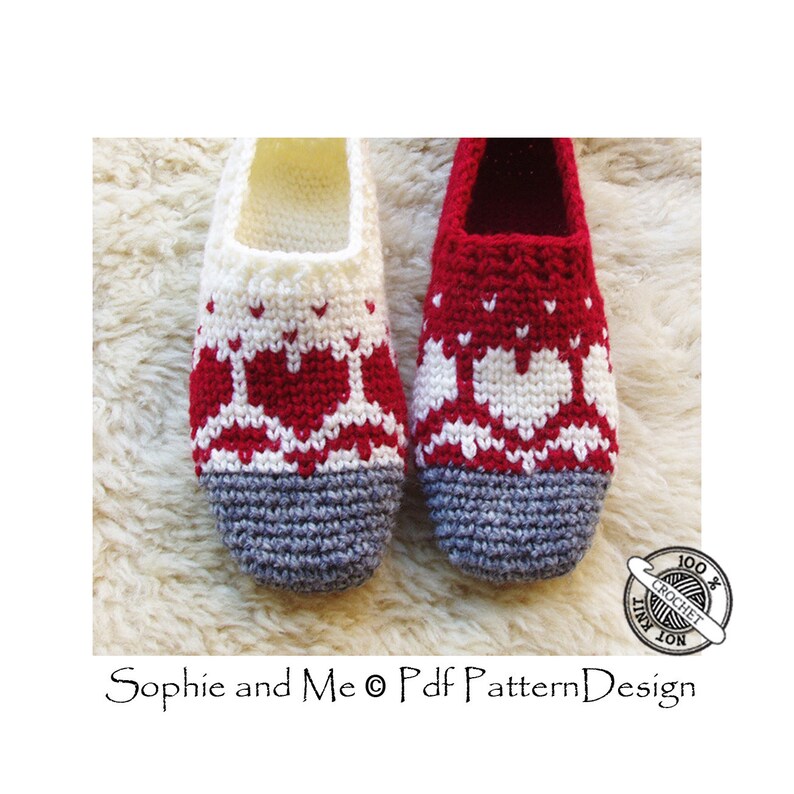 Snow Heart Slippers CROCHET PATTERN Instant Download PDF image 4