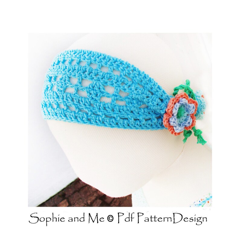 Summer Headband-Hairband with Flowers baby adult sizes Crochet Pattern Instant Download image 1