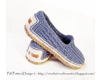 E-BOOK de Zapatillas de crochet vaqueras y suelas de CORDÓN - 2 patrones - Descarga instantánea en PDF