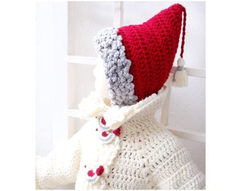 Red Pixie Winter Hat - with "Fur" and Tassels - Crochet Pattern - Instant Download Pdf