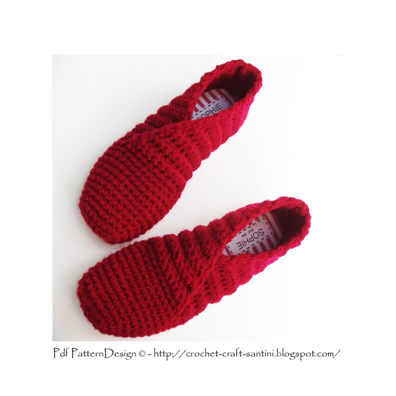 Red Rib Wrap Slippers Basic Crochet Pattern Instant Download Pdf image 2